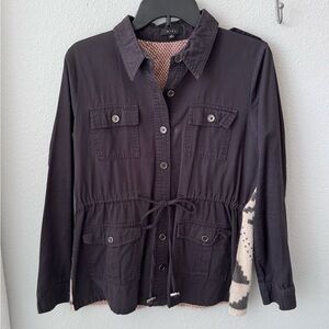 Mine Black Utility Jacket with Patterned Sleeves